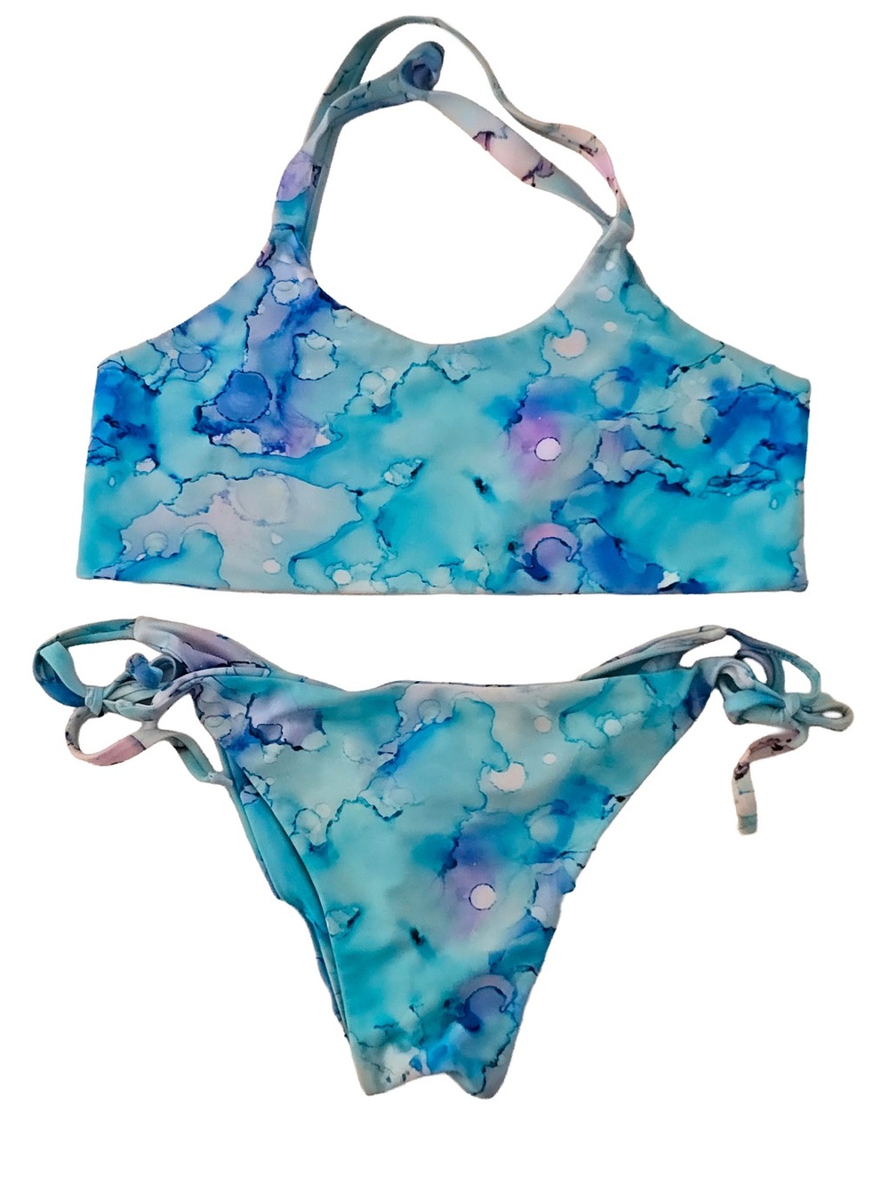 Fused Hawaii Blue Marble Print Two-Piece Swim Set - Women’s Bikini